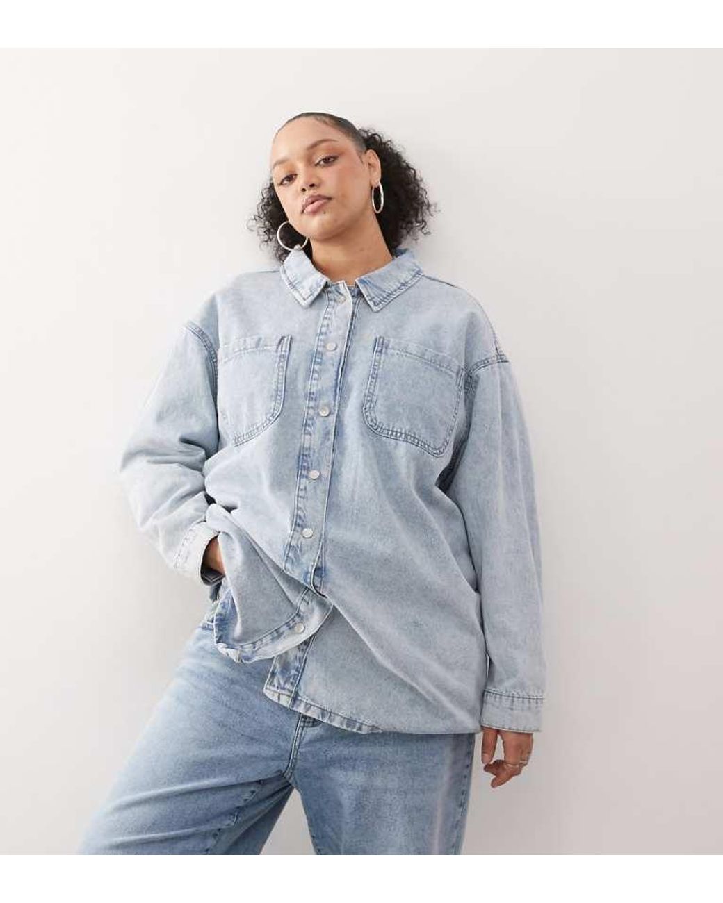 Noisy May Blue Curve Denim Overshirt