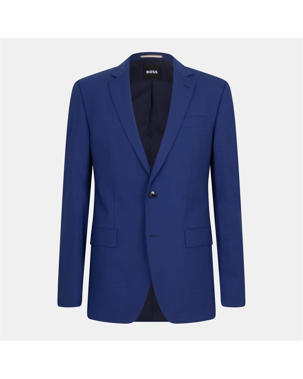 Boss Blue Solid Patterned Single Button Notch Collared Blazer for men