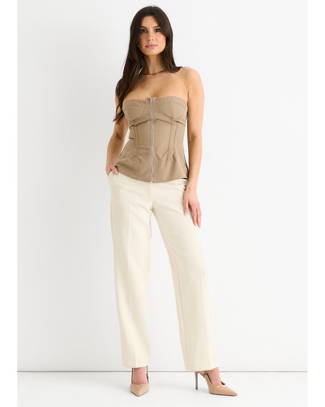 Gini London White Seam Detail Bandeau Top
