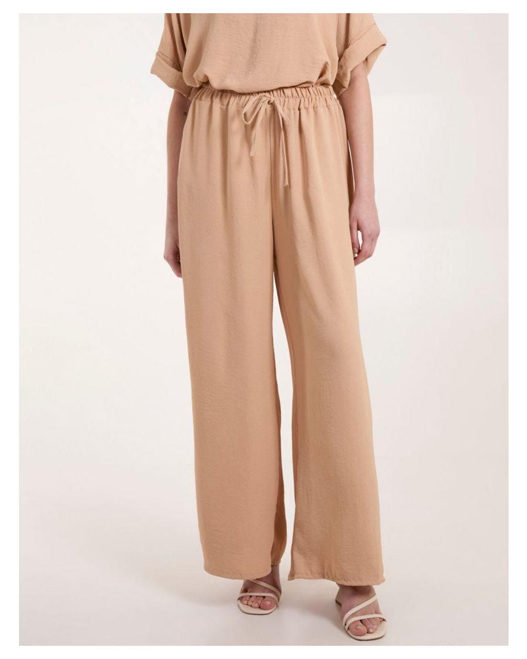 Blue Vanilla Natural Drawstring Wide Leg Trousers