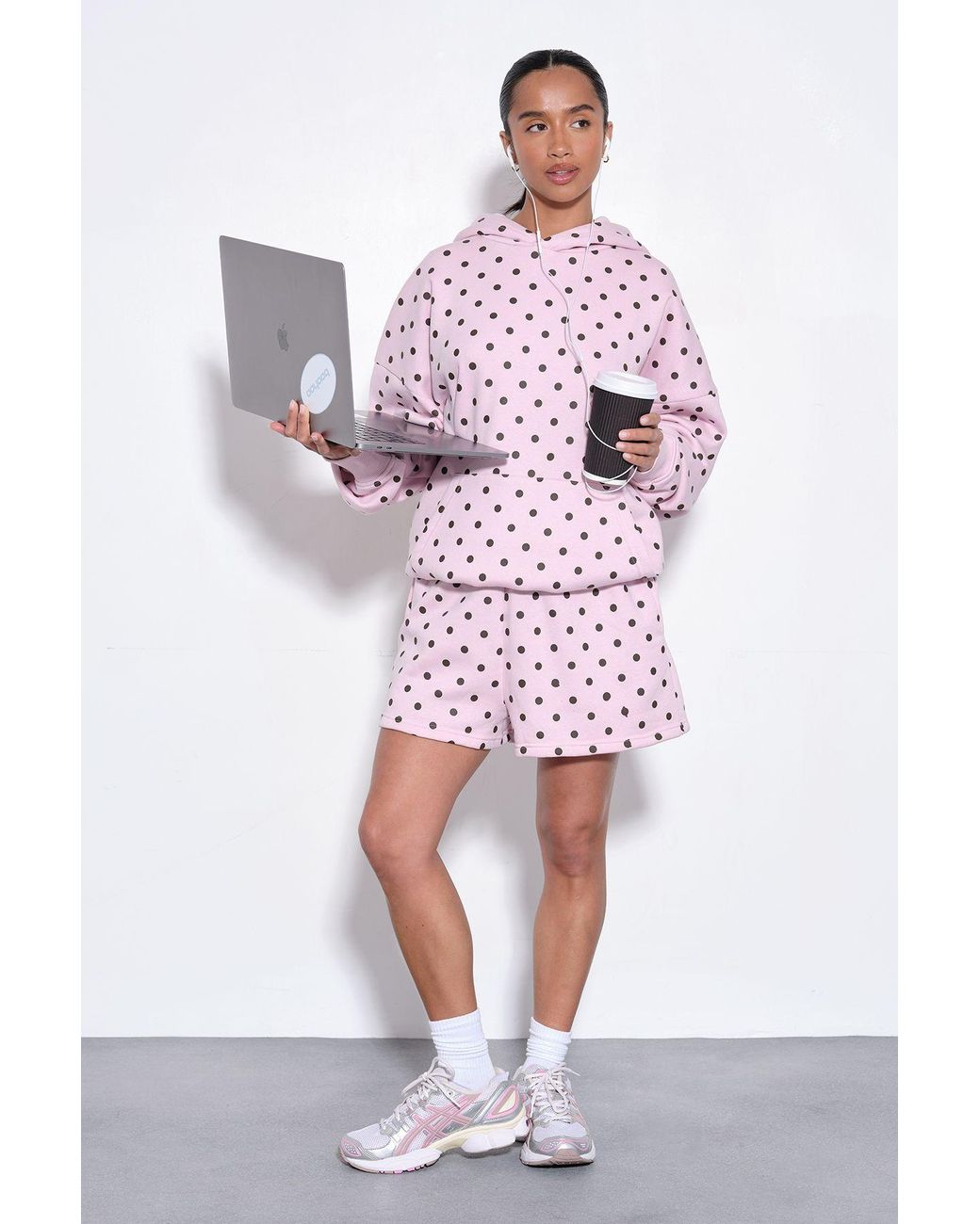 Boohoo Pink Polka Dot Oversized Hoodie