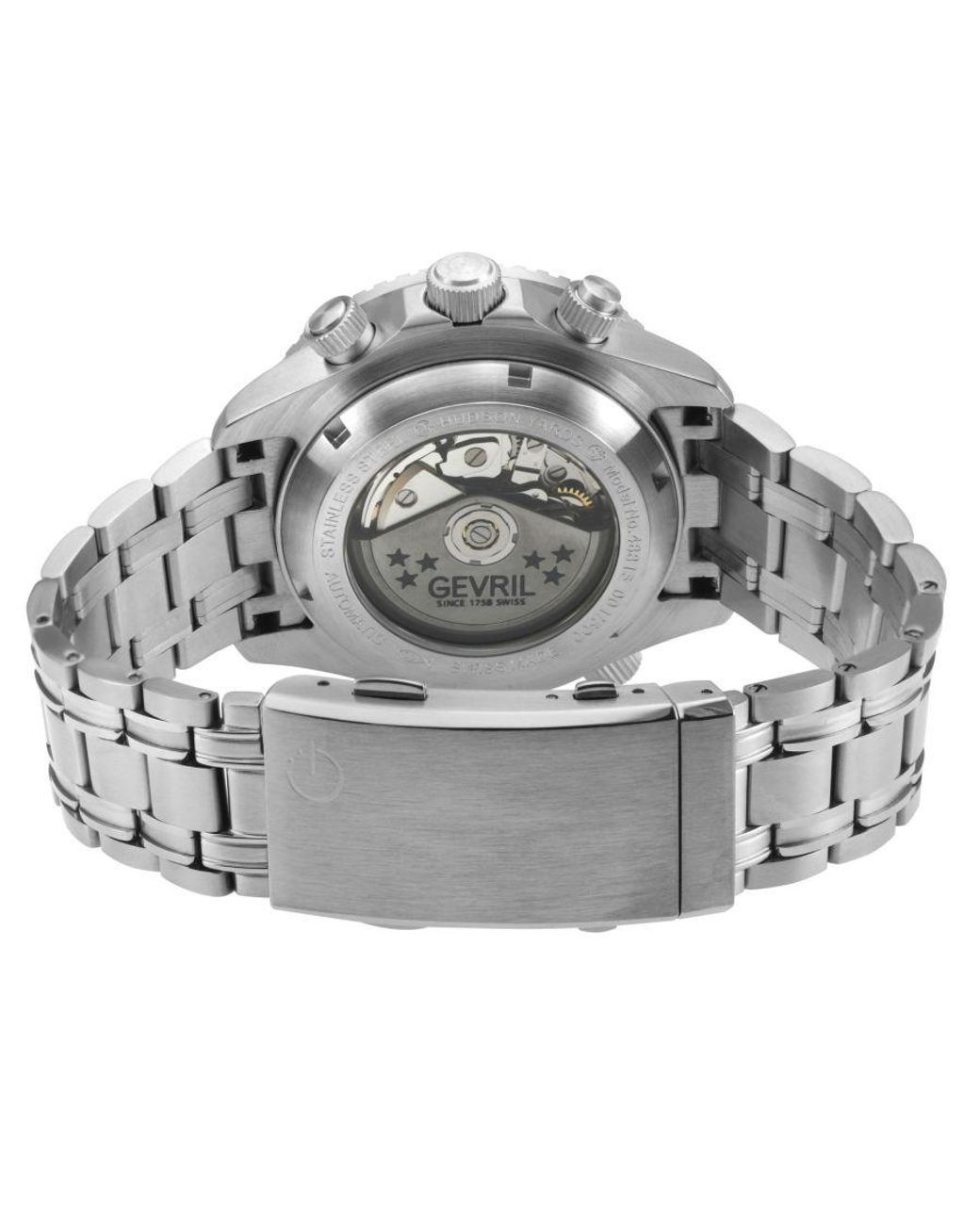 Gevril Blue Hudson Yards Chronograph Swiss Automatic, 316L Stainless Steel Case, Enamel Dial,316L Bracelet Watch for men