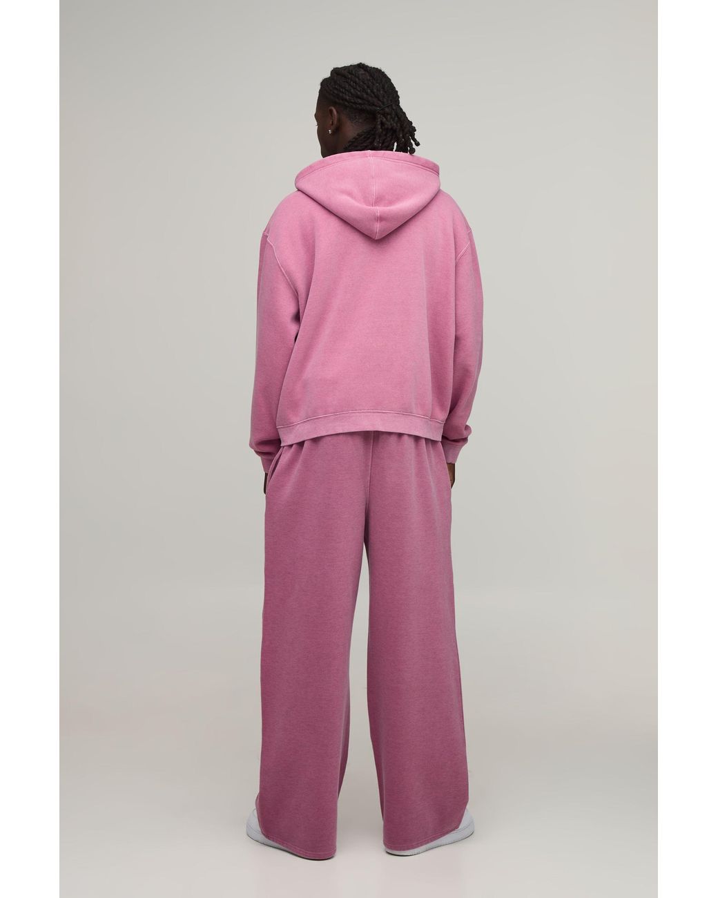 BoohooMAN Purple Wide Leg Sport Washed Joggers for men