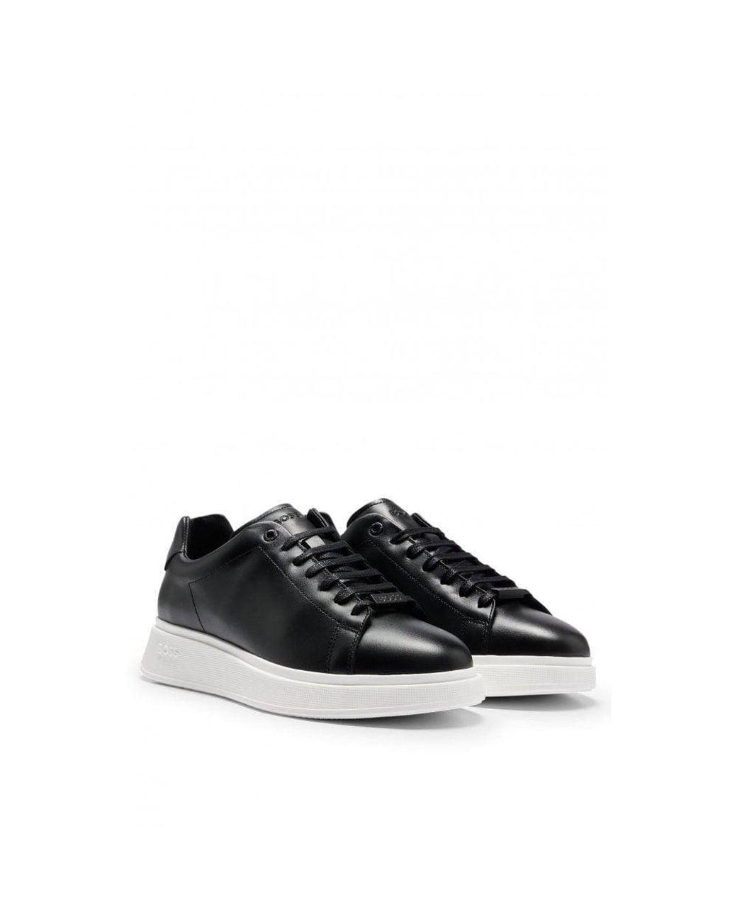 Boss Black Bulton Runn Polished Leather Trainers With Rubber Outsole for men