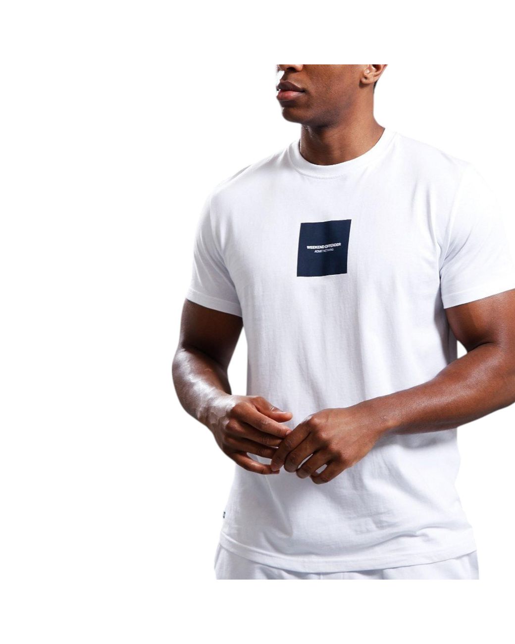 Weekend Offender White T Shirts Admit 2 Crew Neck Short Sleeve Cotton Summer Tee for men