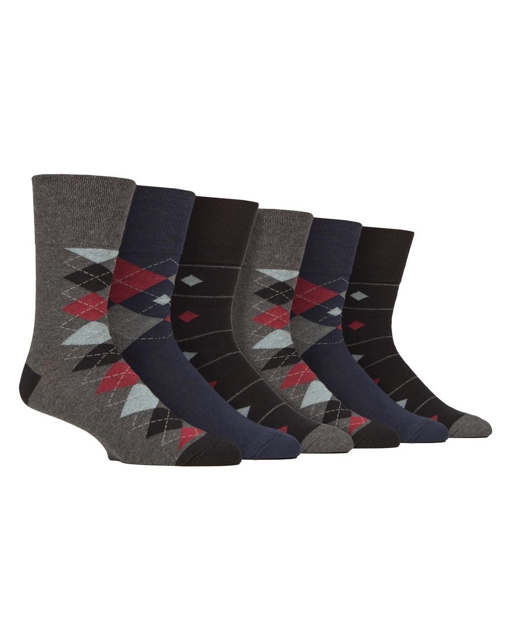 Gentle Grip Blue 6 Pairs Cotton Socks for men