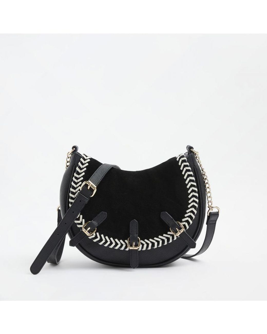 River Island Bag Black 3602 Whipstitch Leather Scoop in White Lyst UK