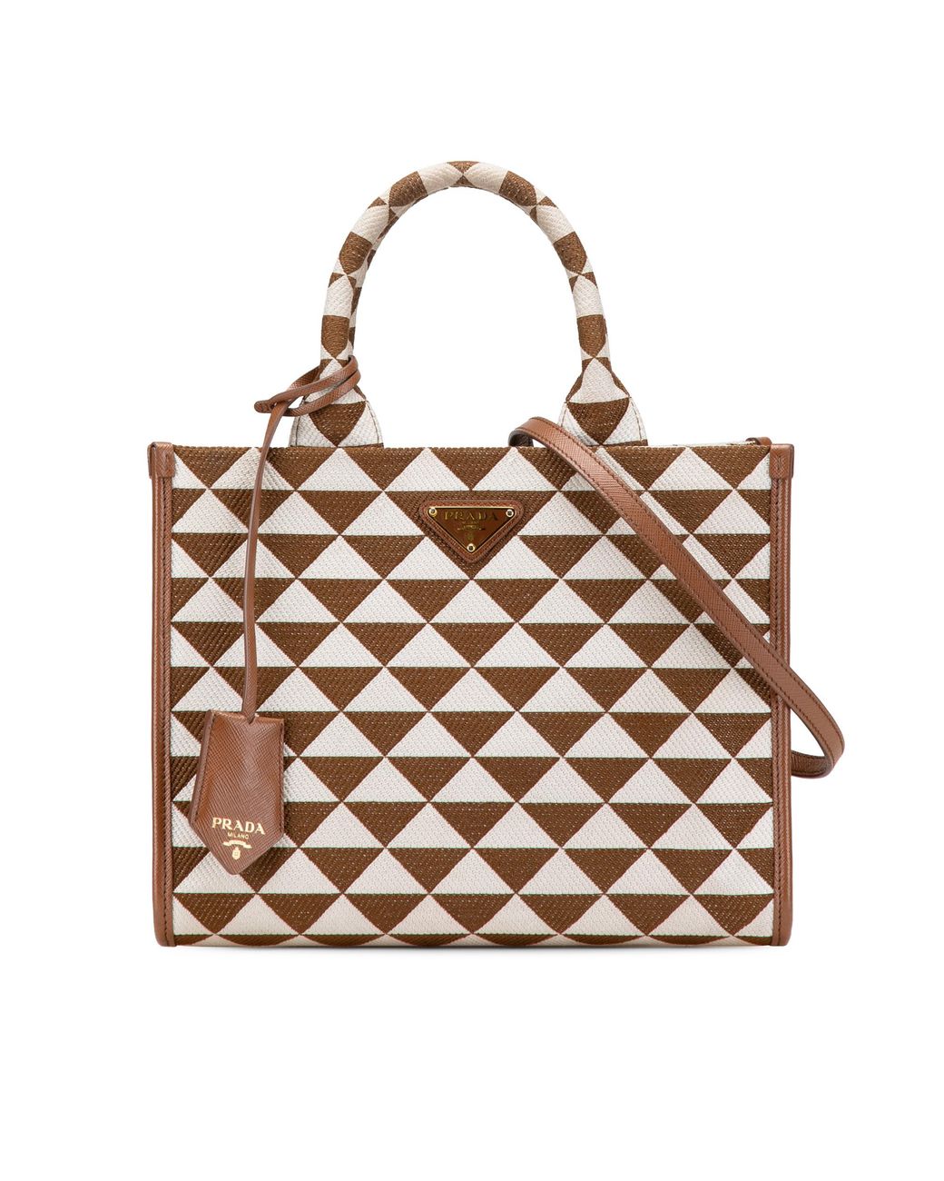 Prada Brown Triangle Jacquard Tote