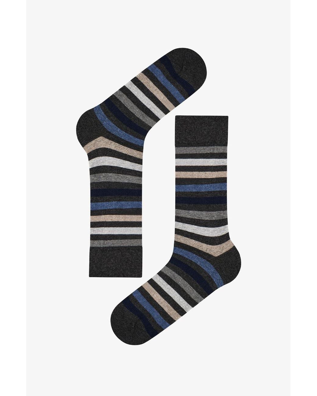 Penti White Modern Layer Striped Pair Crew Socks for men