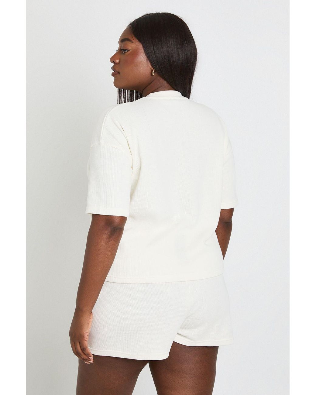 Boohoo White Waffle Boxy T-Shirt