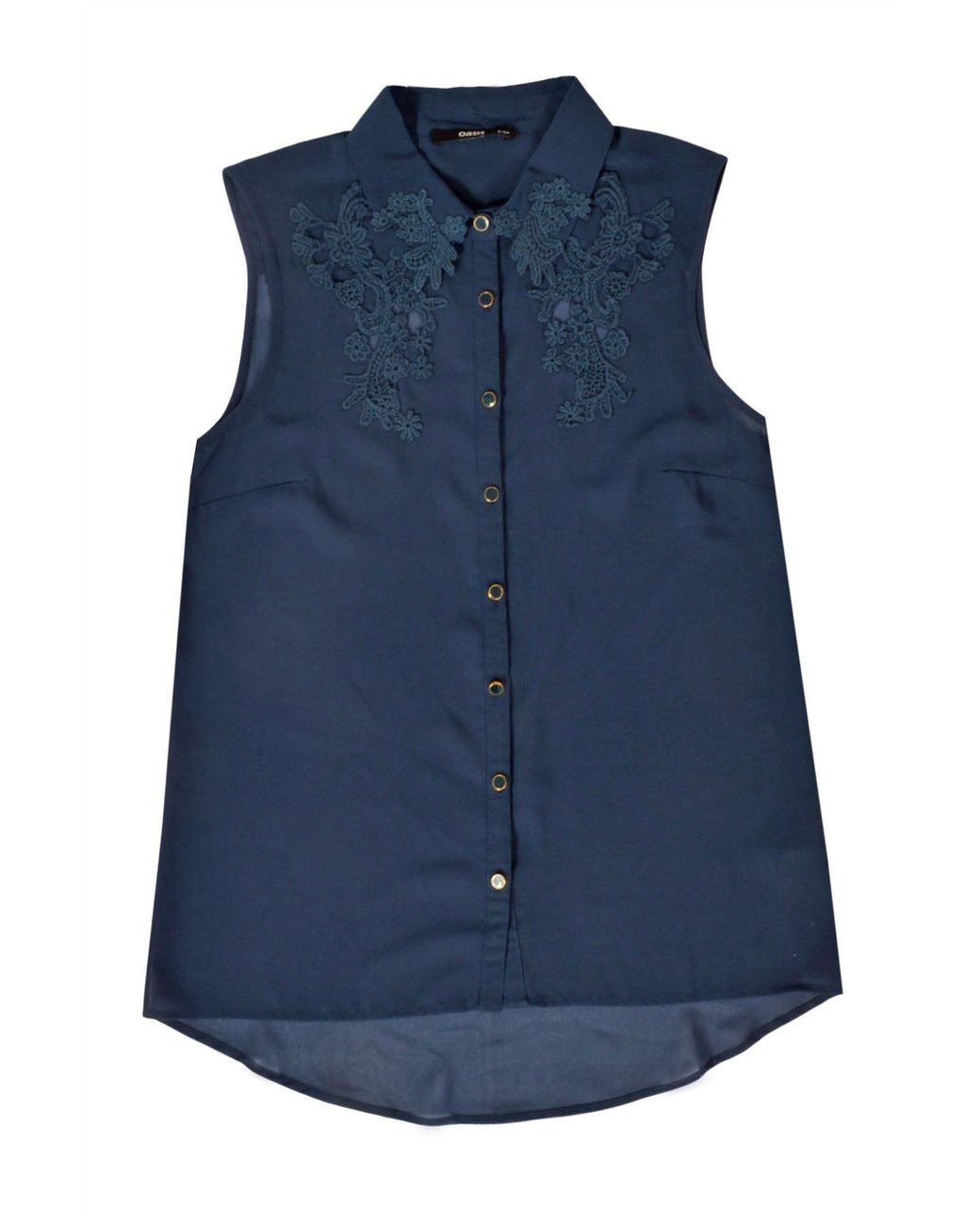 Oasis Blue Lace Top Sleeveless Blouse