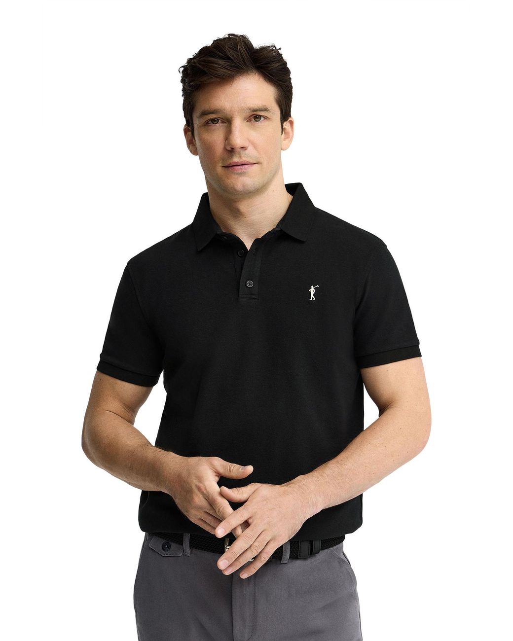 POLO CLUB Black Slim Fit Polo-Shirt-S-S6 for men