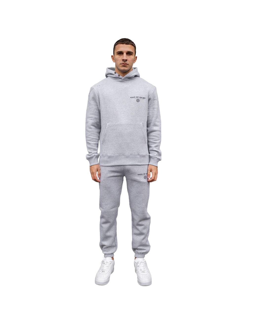Helm Gray Two Piece Tracksuit Hoodie & Jogger Set for men