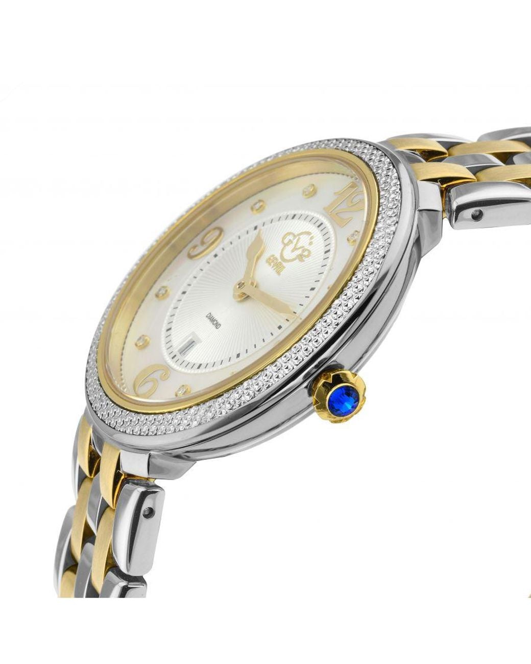 Gv2 Metallic Verona Mother Of Pearl Dial Diamond Two Tone Swiss Quartz Watch
