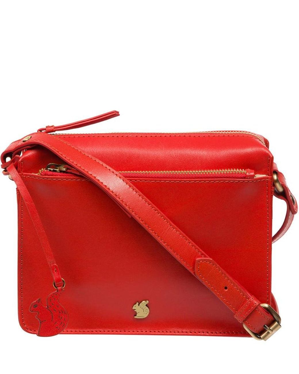 Conkca Red 'Aurora' Orangeade Leather Cross Body Bag