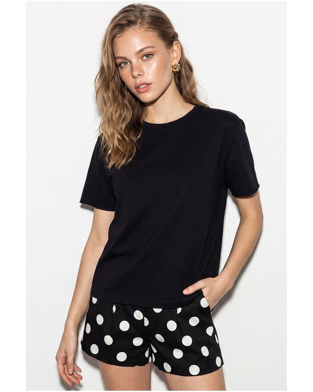 Bianco Lucci Black Cotton T-Shirt