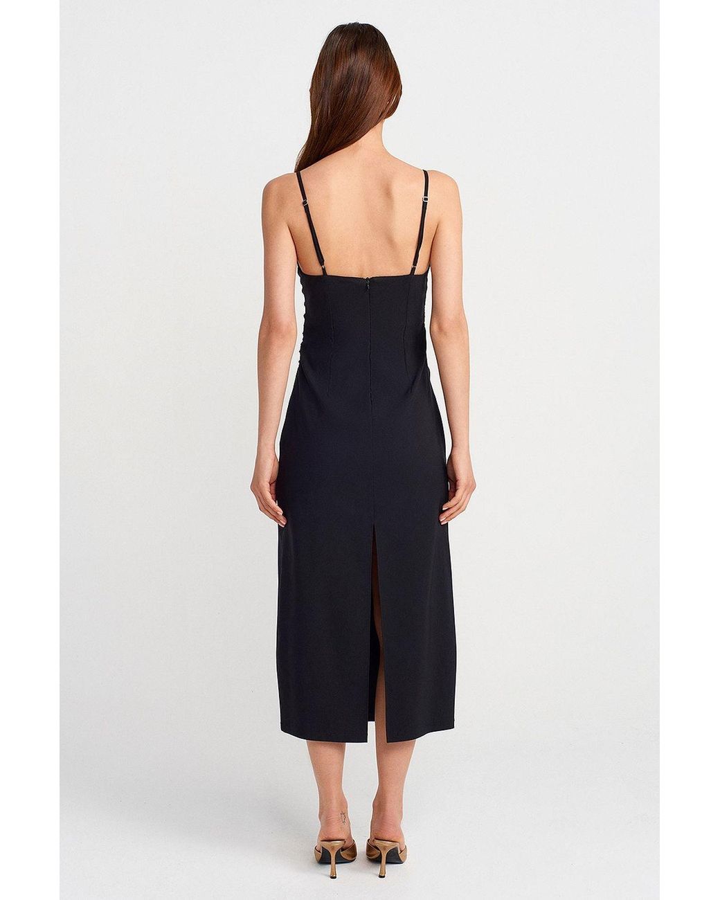 Dilvin Blue Sleeveless Bodycon Midi Dress