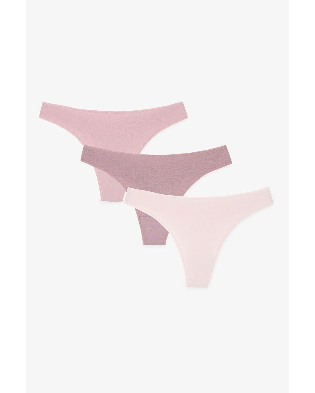 Penti Pink 3-Pack Cotton Elastane Mid-Waist Thong