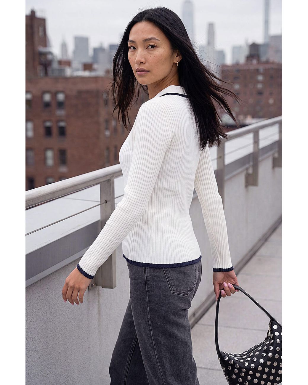 Roman Gray Tipping Rib Henley