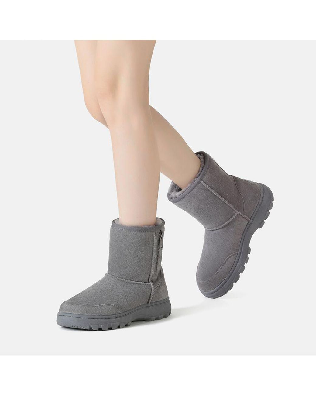 EVER AU Gray Starling Zipper Short Boots