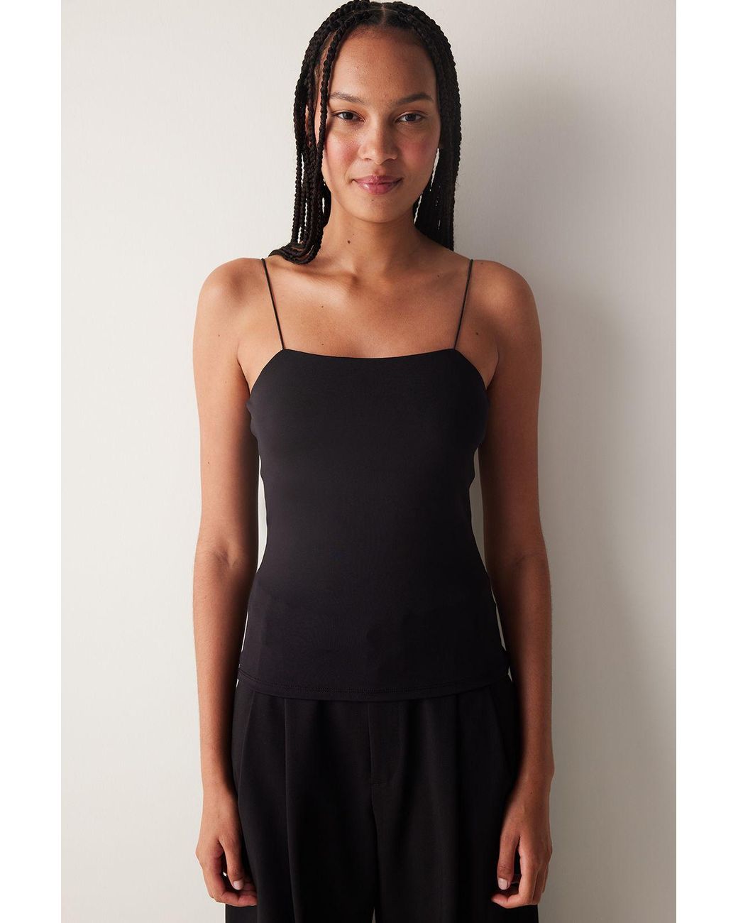 Penti Black Fitted Square-Neck Cami Tank Top