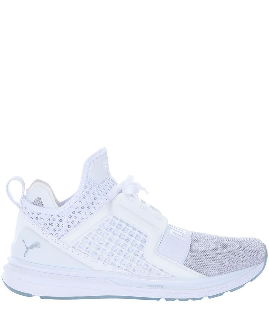 PUMA White Ignite Limitless Knit Lace Up Slip On Running Trainers for men