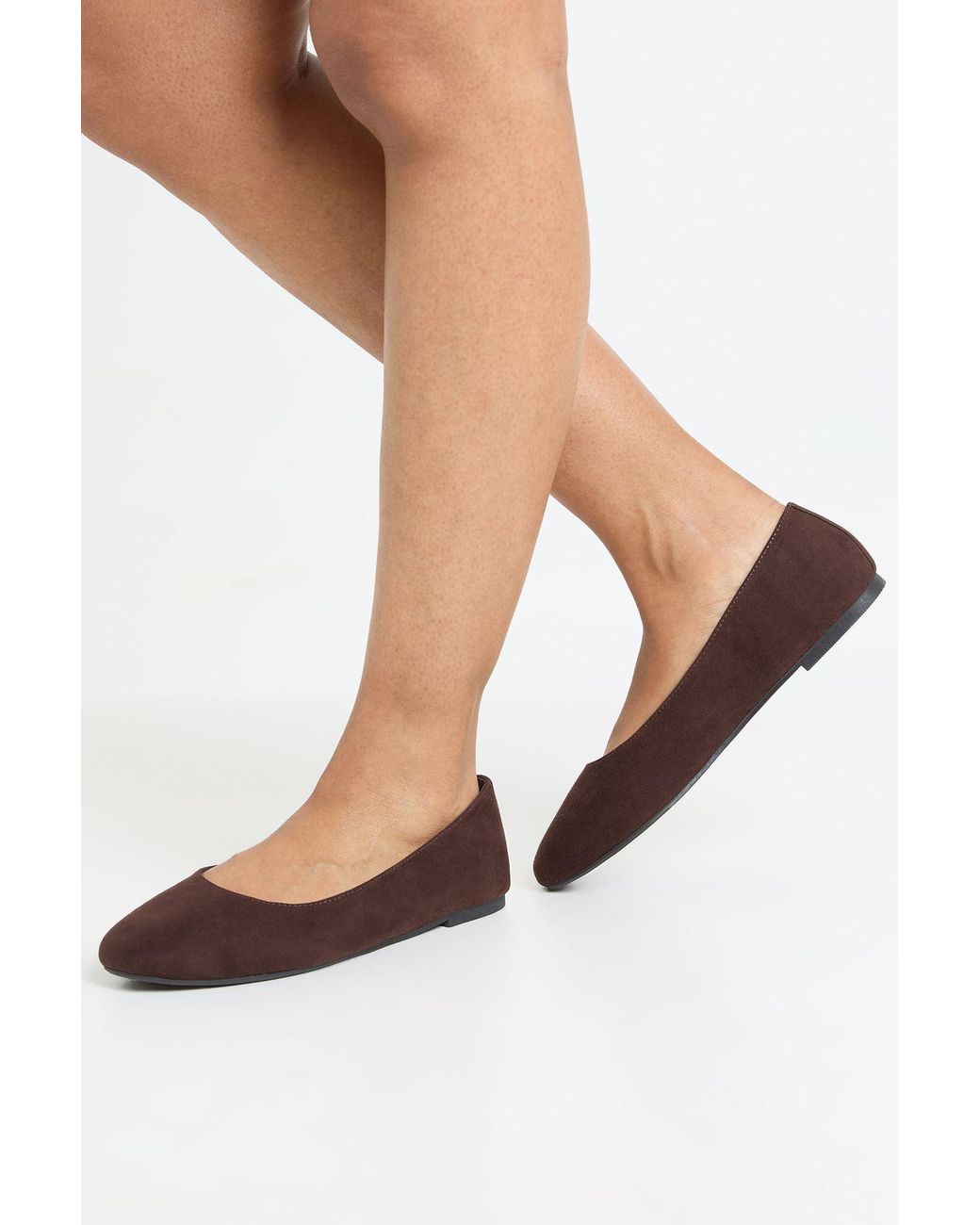 Boohoo Natural Wide Fit Round Toe Ballet Flats