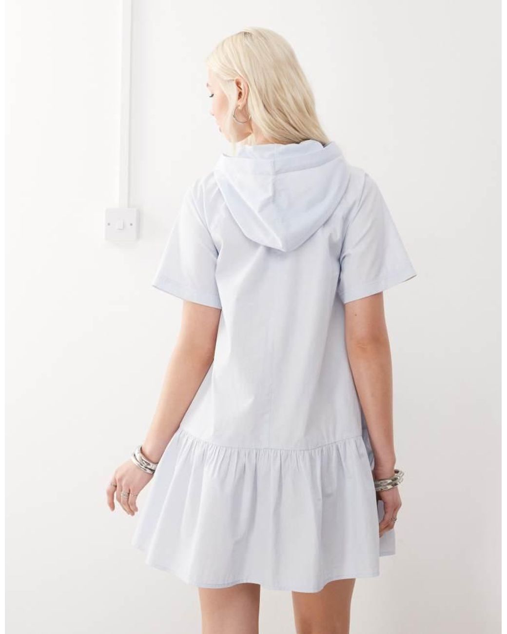 Collusion White Hooded Sports Mini Dress