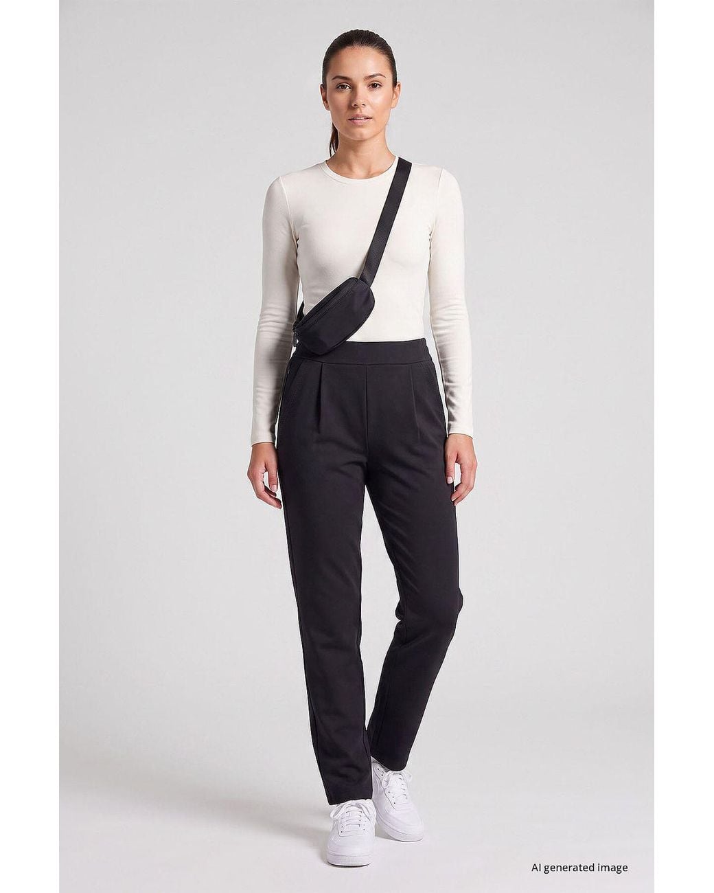 TOMMY LIFE Black Straight-Leg Trousers
