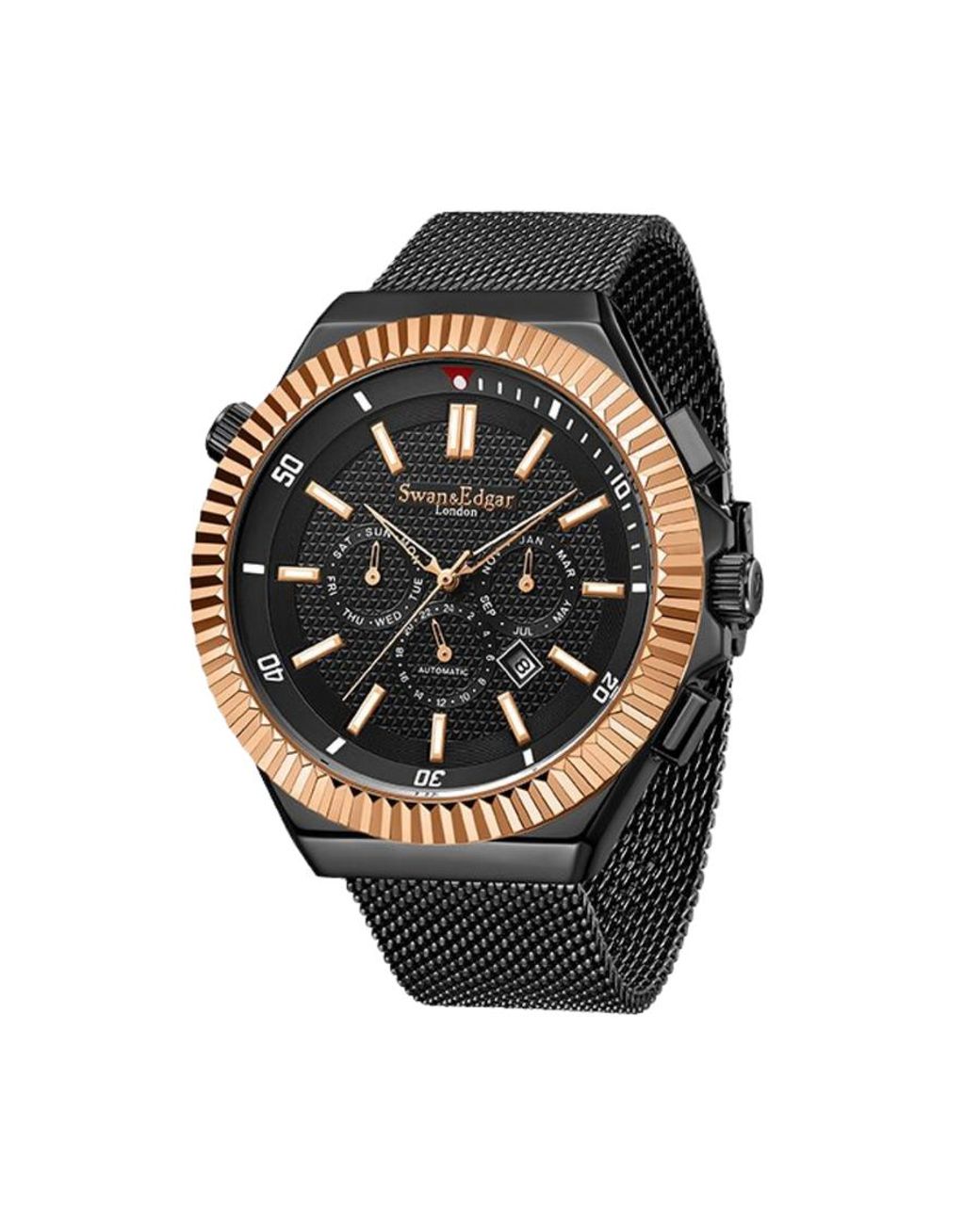 Swan And Edgar Black Limited Edition Hand Assembled Refined Sports Automatic Watch for men