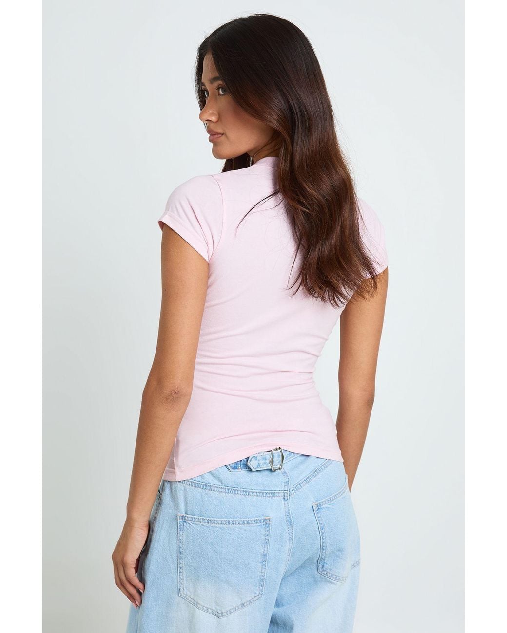 Boohoo White V Neck Cap Sleeve Fitted T-Shirt