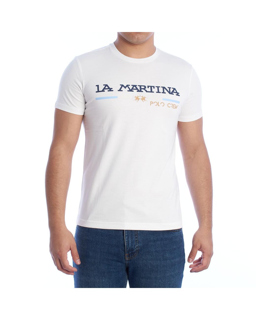 La Martina White Regular Fit Short Sleeve T-Shirt Xmr311-Js206 for men