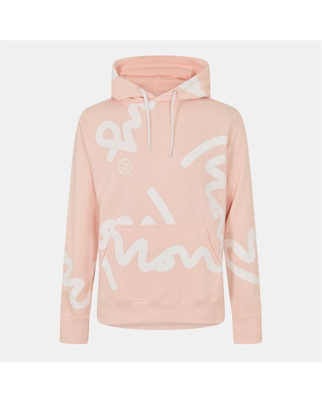 Money Pink Lettered Branding Hooded Neck Long Sleeve Sweatshirt for men