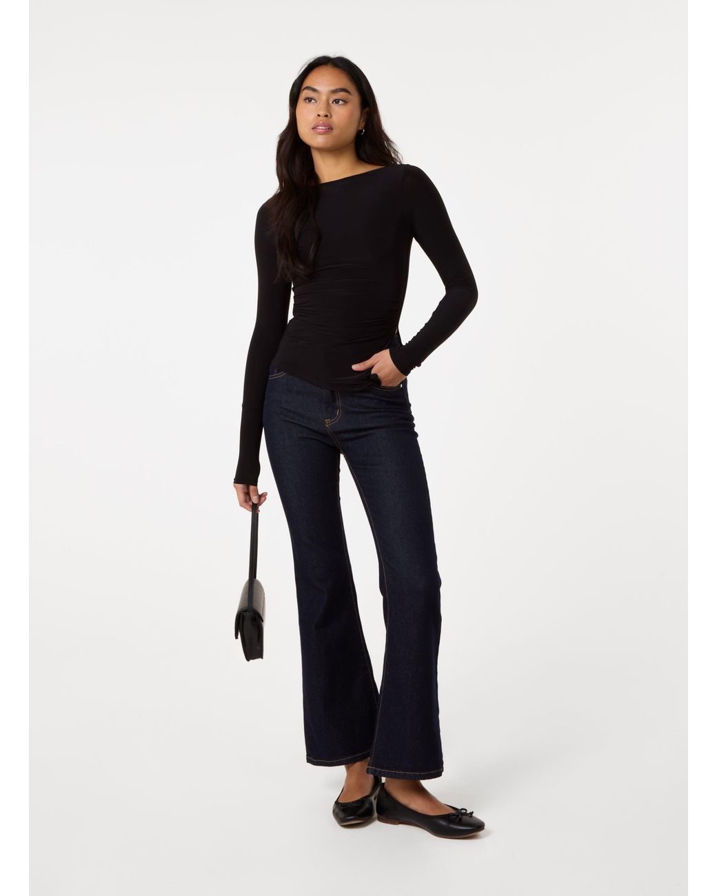 Pink Vanilla Black Long Sleeve Asymmetric Top