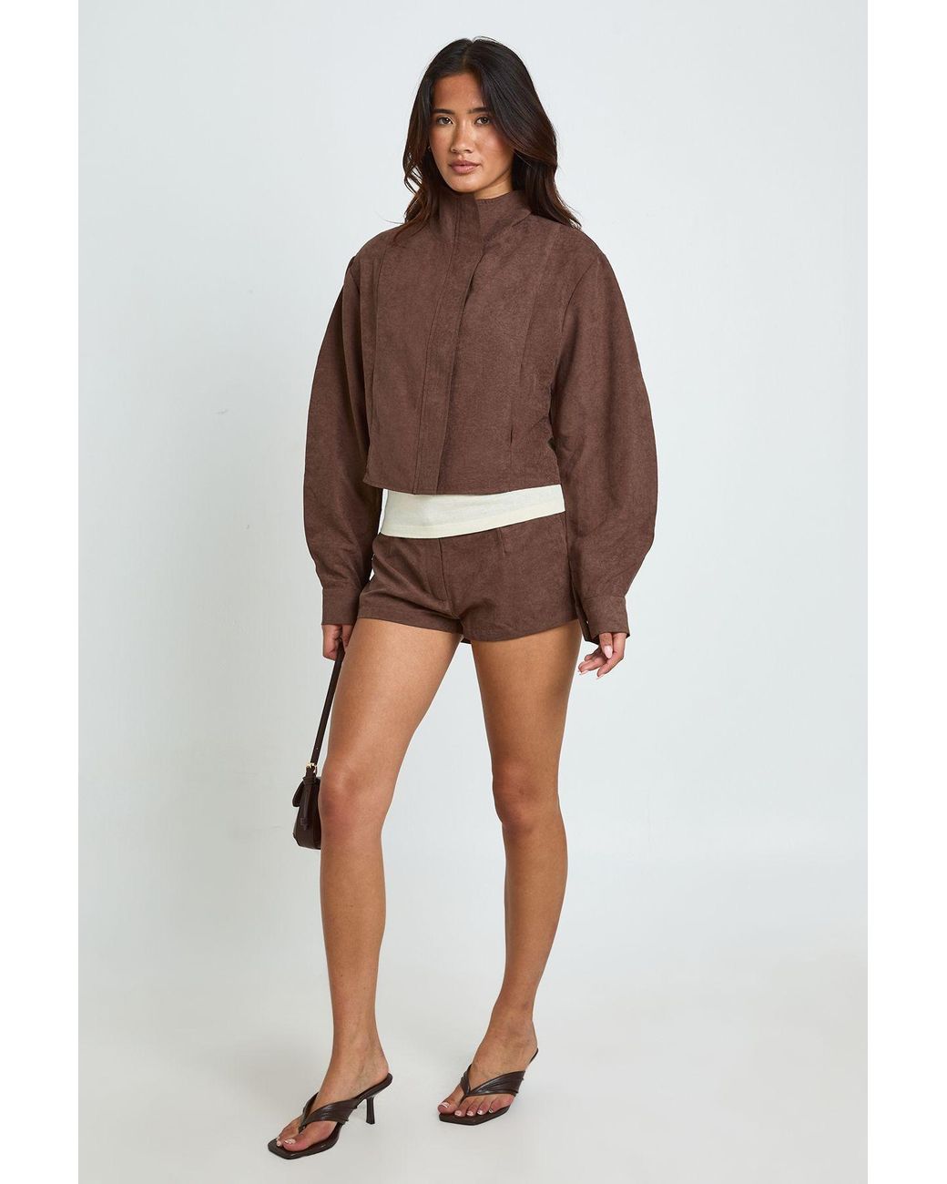 Boohoo Brown Fitted Mini Shorts