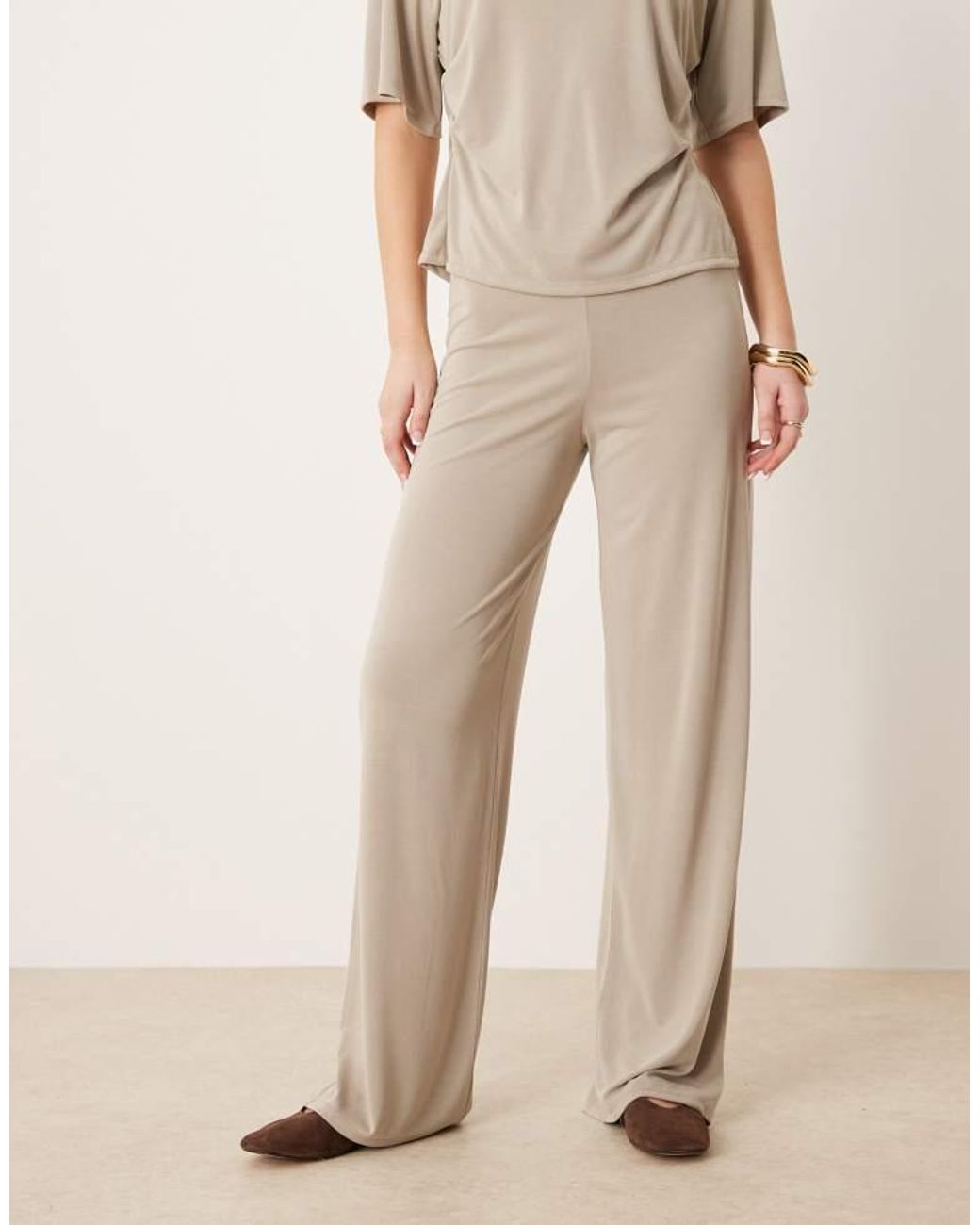 ASOS Natural Modal Wide Leg Trouser Co-Ord