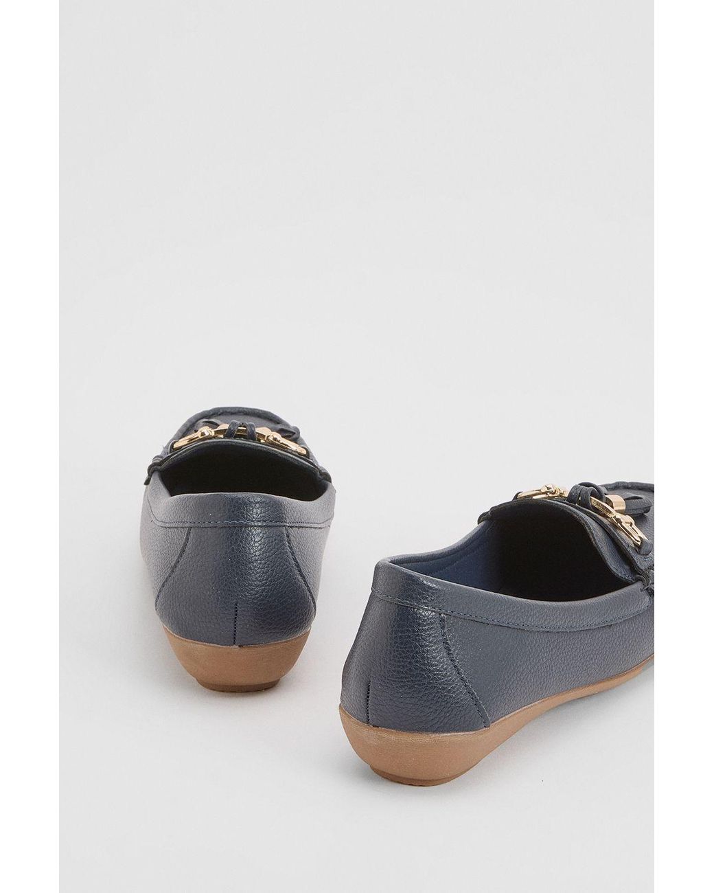 Good for the Sole Blue Betty Faux Leather Snaffle Detail Tassel Comfort Loafers