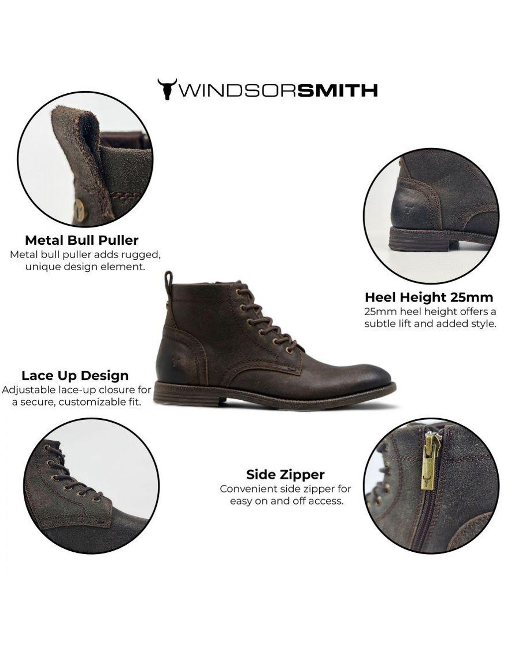 Windsor Smith Black Windsorsmith Leather Casual Desert Boots for men