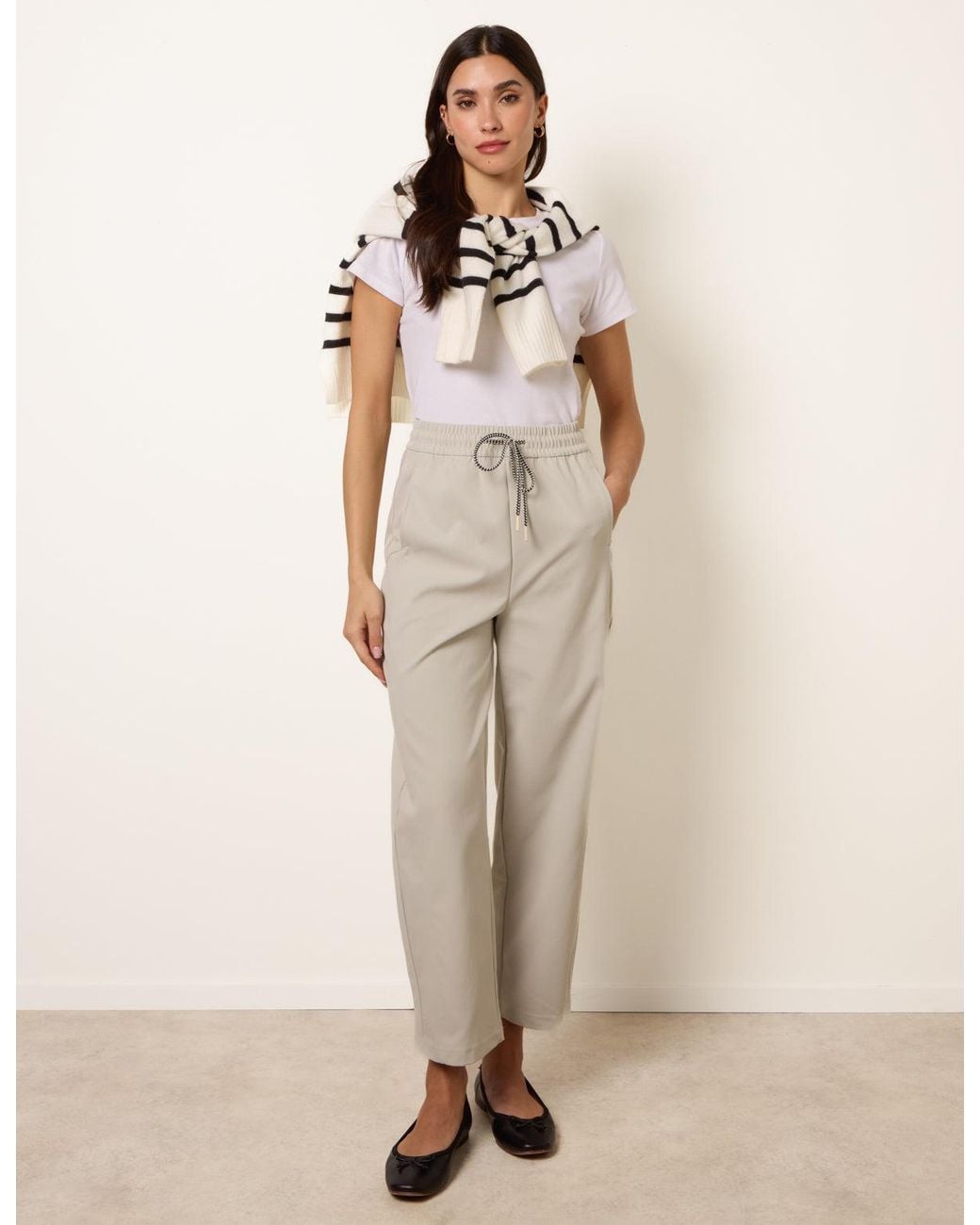 Blue Vanilla Natural Elastic Waist Drawstring Trousers