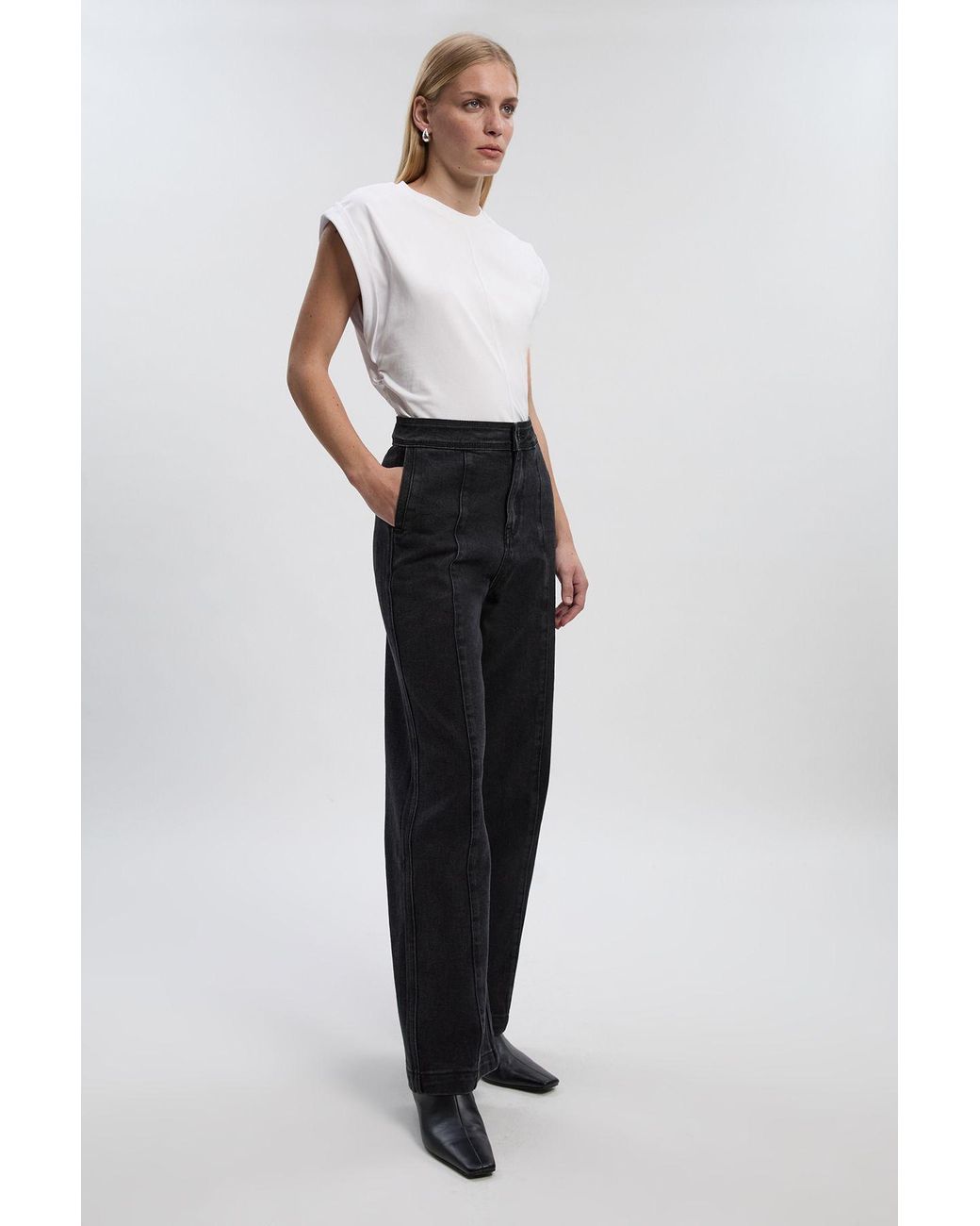 Karen Millen Black Denim Straight Leg Jean
