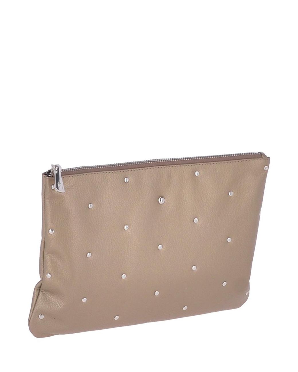 Ashwood Leather Brown Real Large Studded Clutch Bag