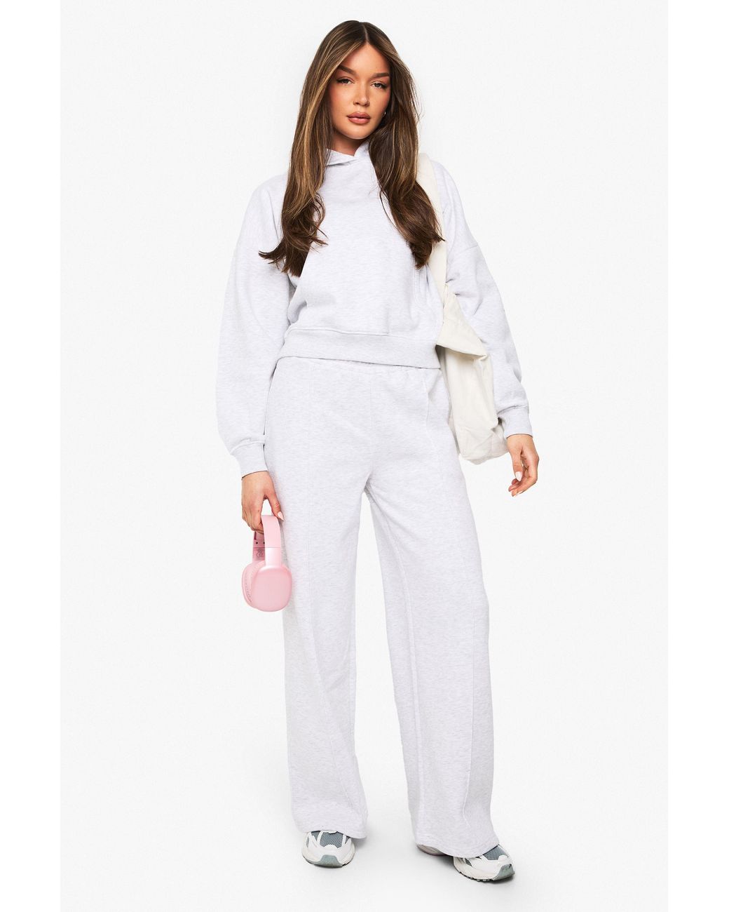 Boohoo White Pintuck Detail Straight Leg Jogger