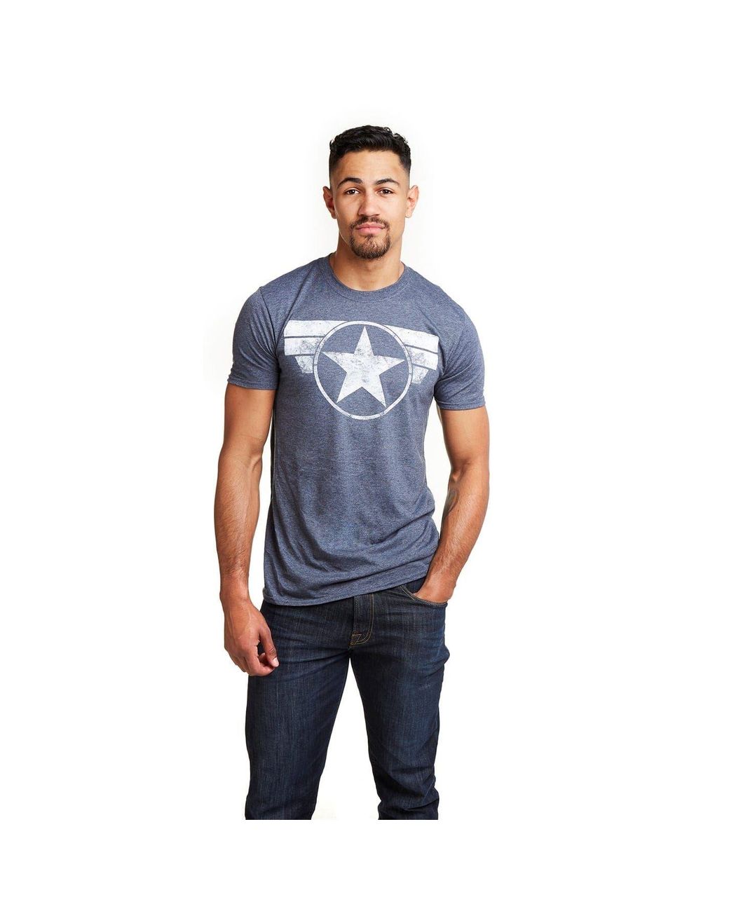 Marvel Blue Regular Fit Crew Neck Short Sleeve T-Shirt for men