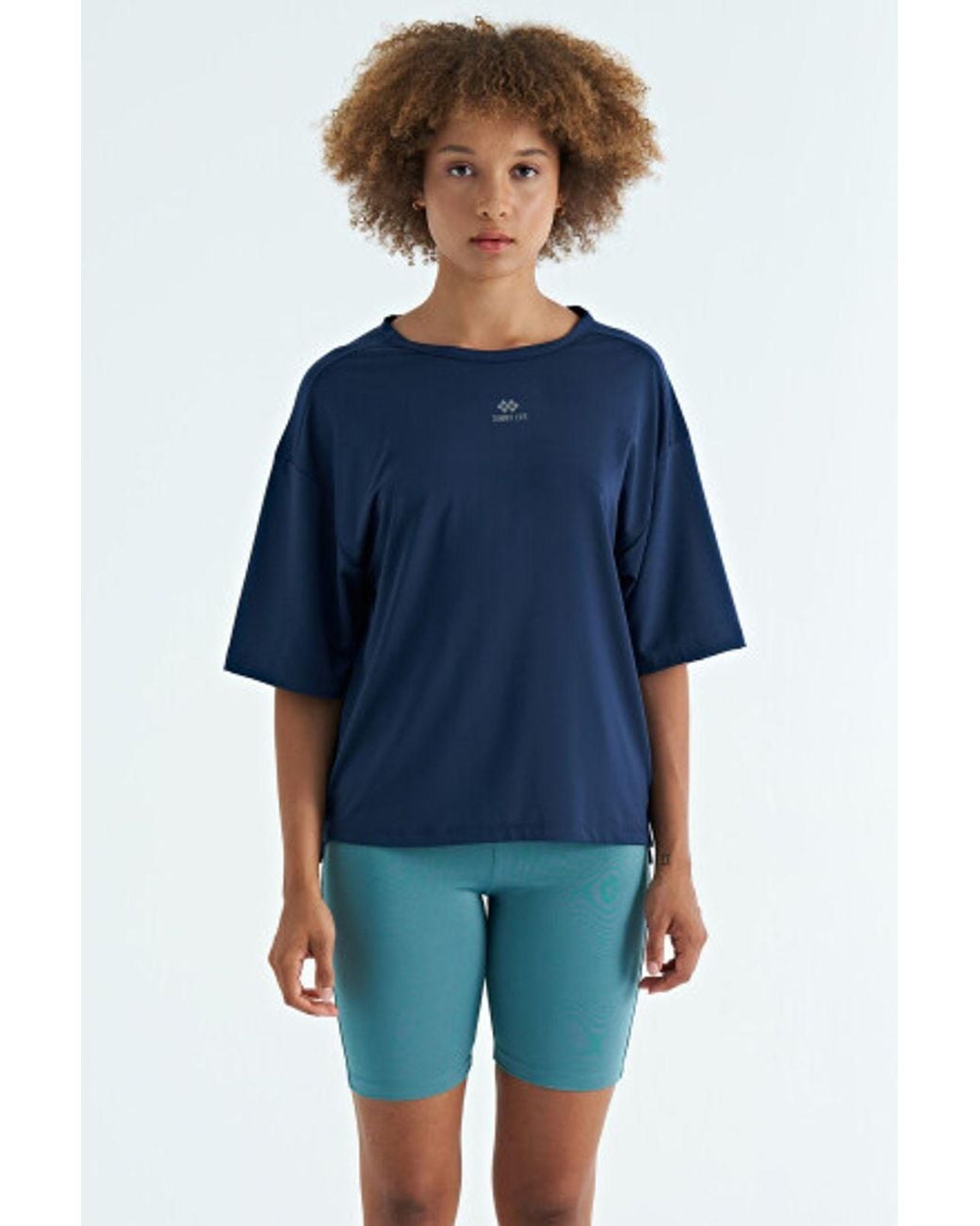 TOMMY LIFE Blue Oversized Crew Neck T-Shirt
