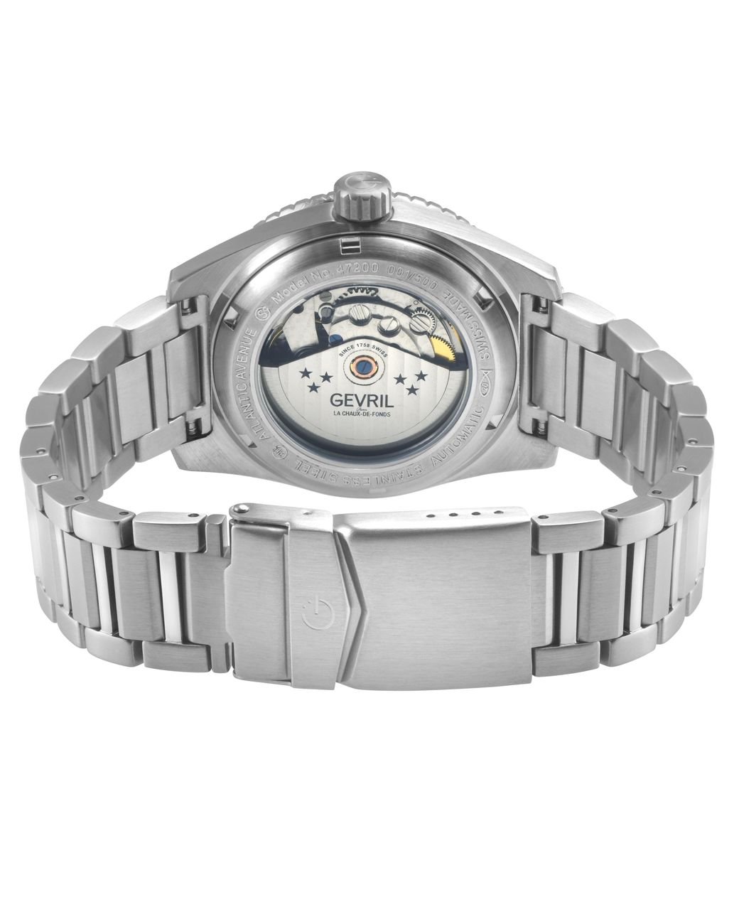 Gevril Gray Atlantic Avenue 316L Stainless Steel Case, Ceramic Bezel, Embossed Dial, Bracelet for men
