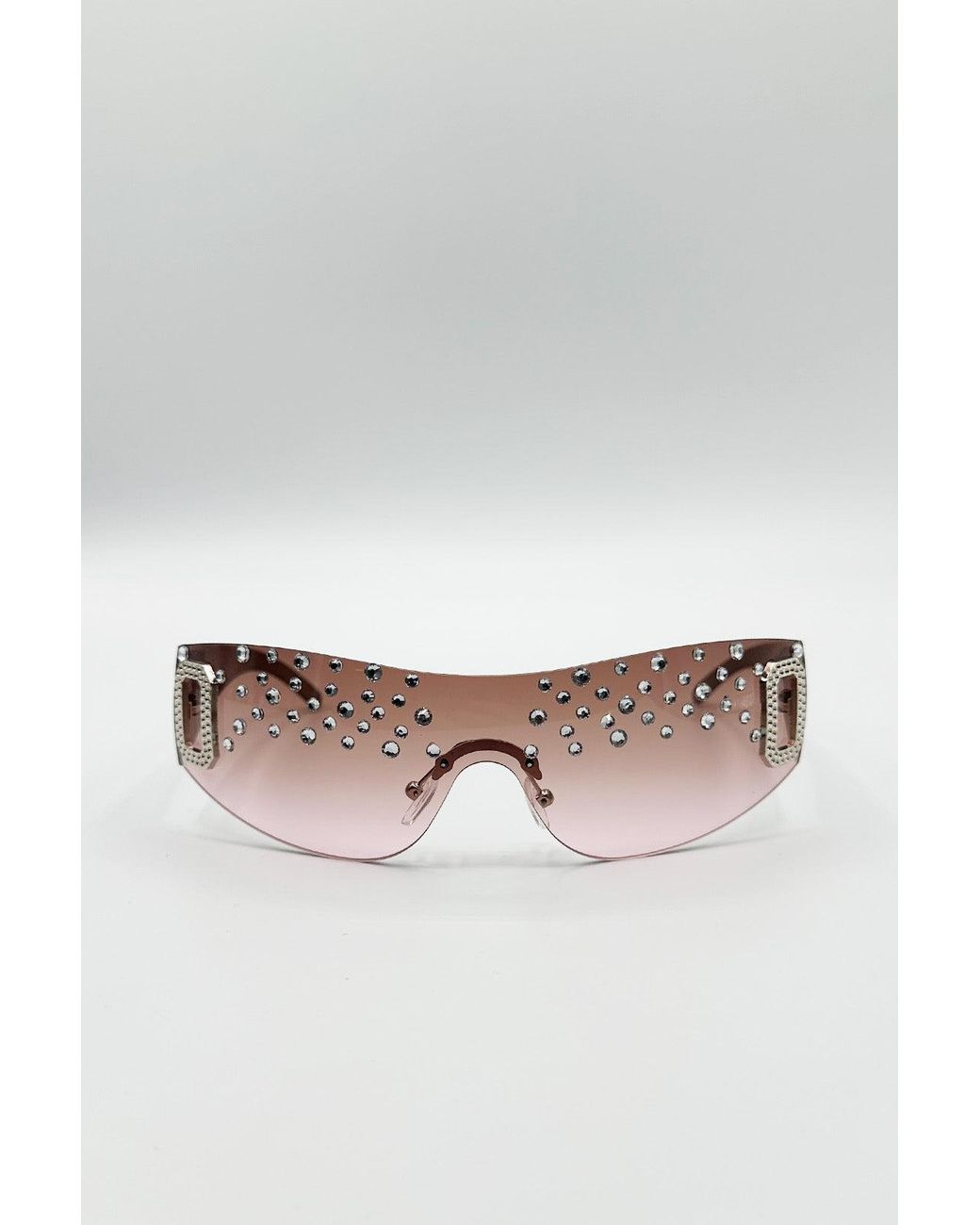 SVNX Pink Racer Diamante Sunglasses