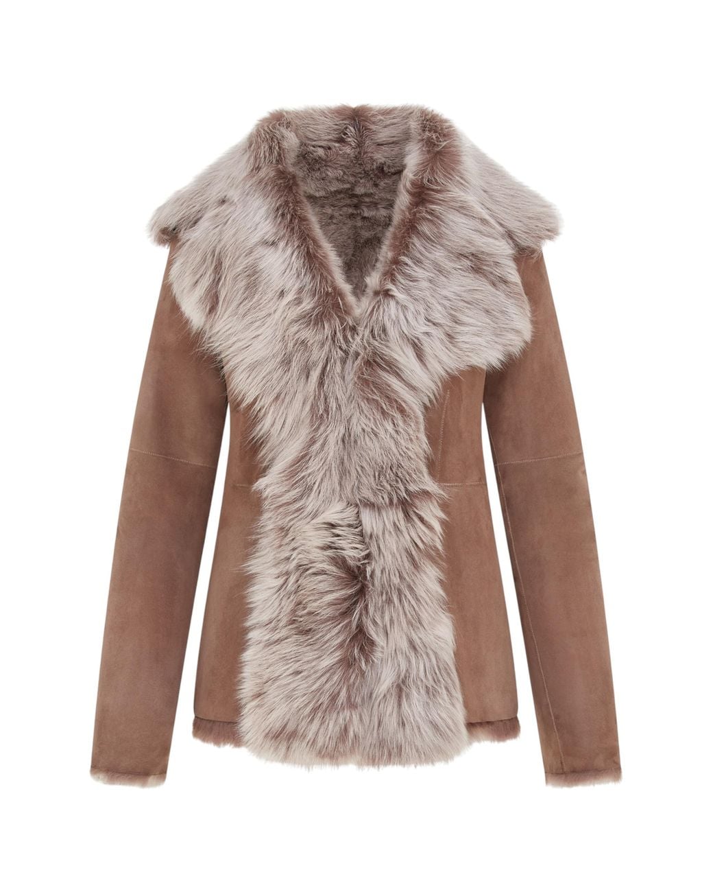 Infinity Leather Brown Sheepskin Toscana Shearling Suede Jacket