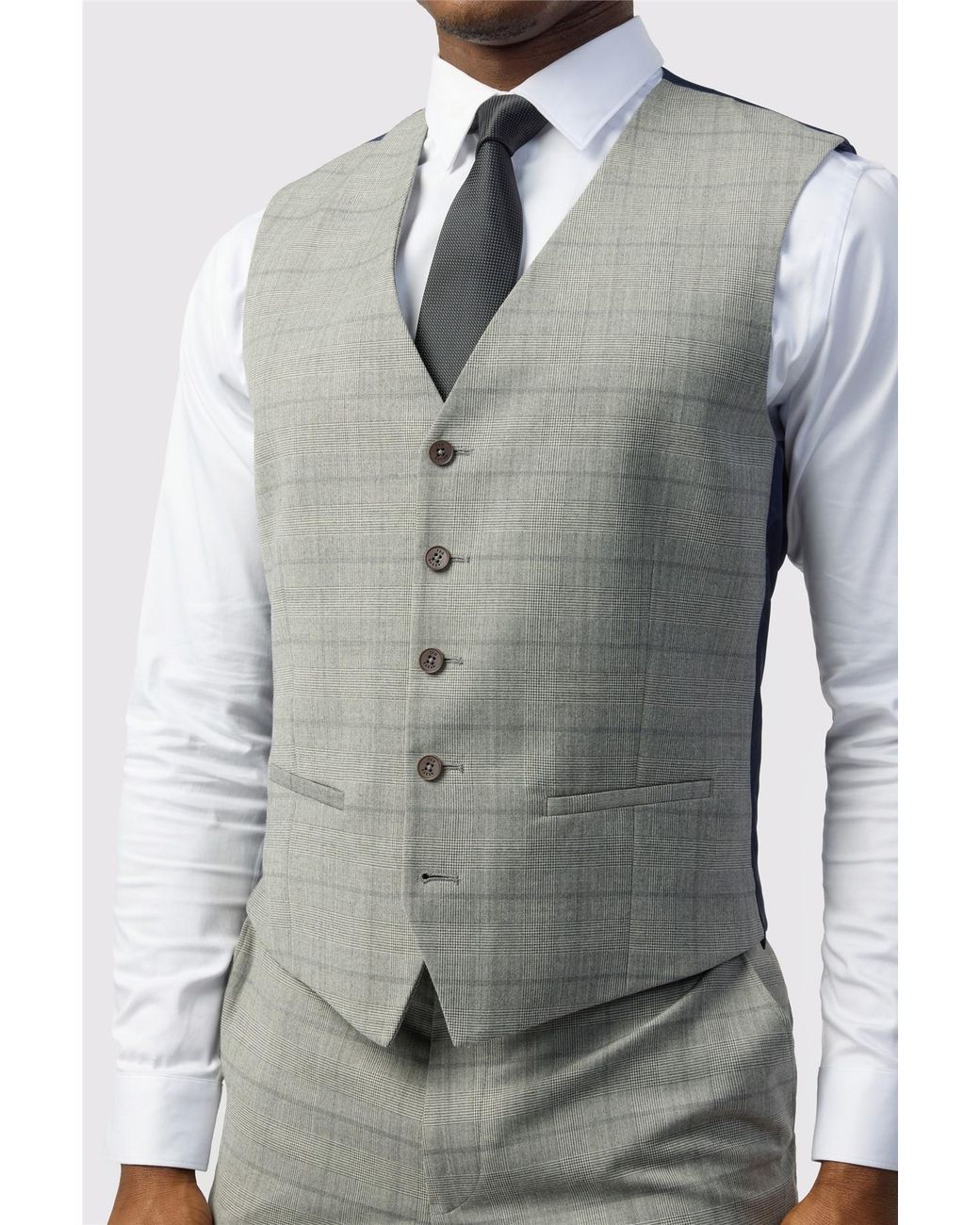 Ted Baker Gray V-Neck Regular Suit Waistcoat for men