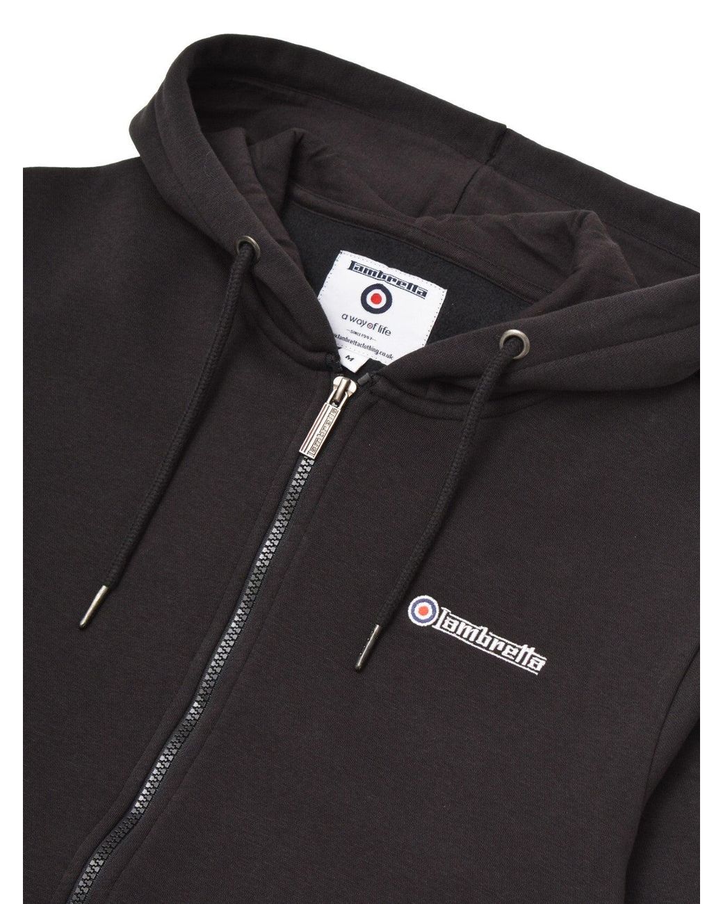 Lambretta Black Zip Hoodie for men