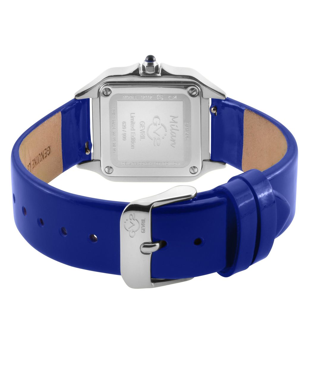 Gv2 Blue Milan 12110 Swiss Quartz Leather Diamond Watch